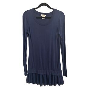 Matilda Jane tunic sweater chiffon layered M navy blue